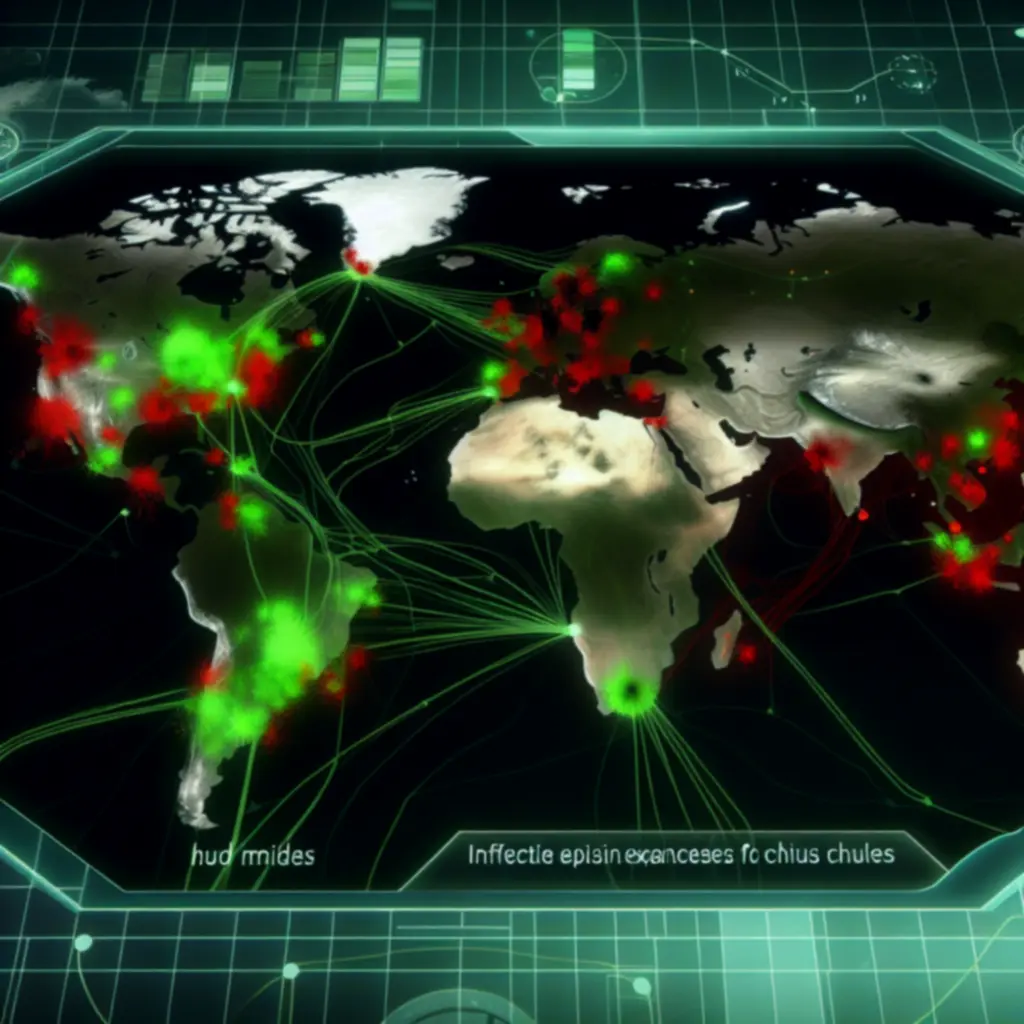 Mapa świata z warstwą wizualizacji rozprzestrzeniania się zakażeń.