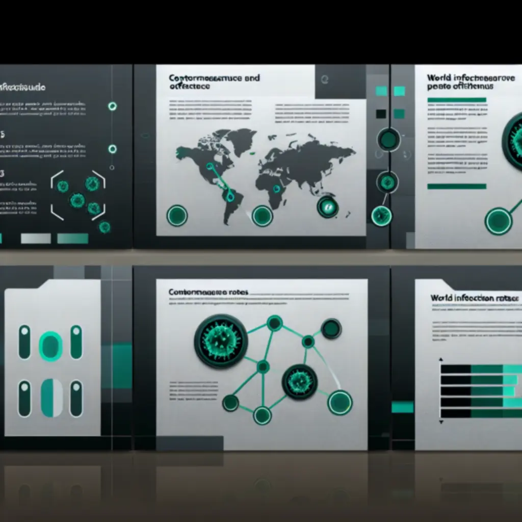 Zestaw wysokokontrastowych infografik epidemicznych inspirowanych Plague Inc.