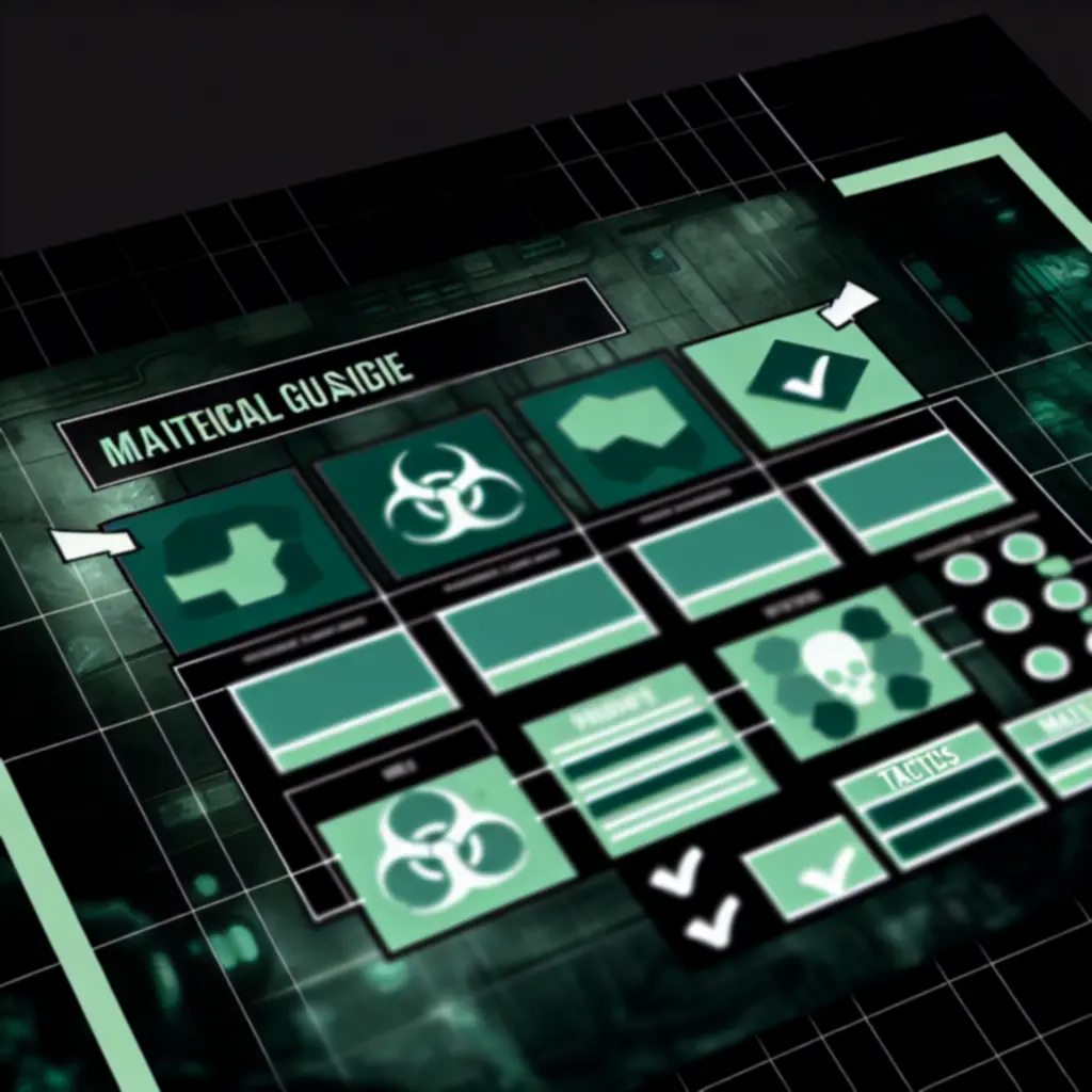 Ciemny interfejs strategiczny z nakładką prezentującą ścieżki mutacji i przebieg pandemii